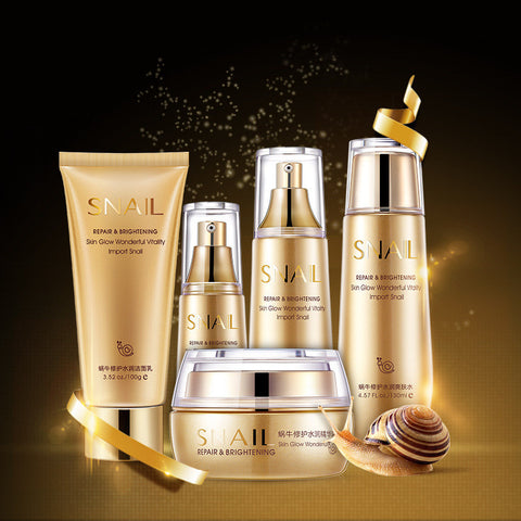 Bioaqua Gold Snail Moisturizing,Whitening Skin Care Set & Facial Cream Toner Essence milk Cleanser Whitening Cream 5pcs/set