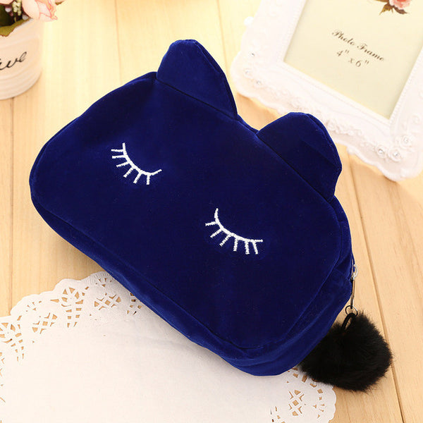 Cute Cat Neceser Beautician Vanity Trip Travel Toiletry Make Up Makeup Suitcase Case Storage Pouch Women Cosmetic Bag Organizer