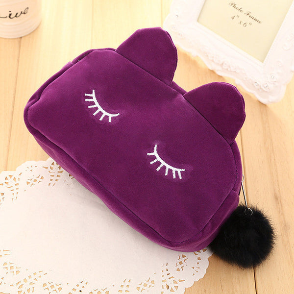 Cute Cat Neceser Beautician Vanity Trip Travel Toiletry Make Up Makeup Suitcase Case Storage Pouch Women Cosmetic Bag Organizer