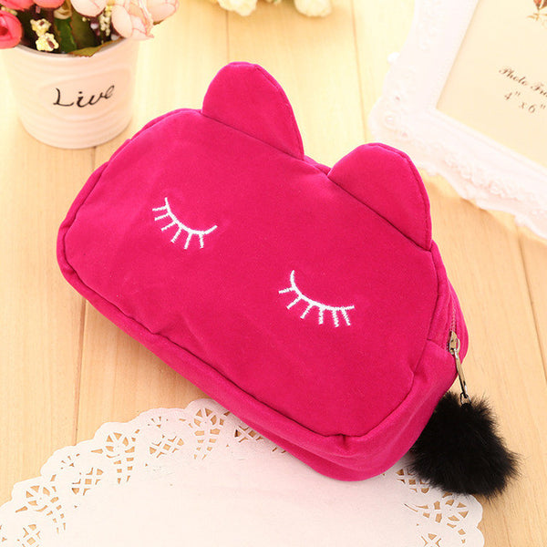 Cute Cat Neceser Beautician Vanity Trip Travel Toiletry Make Up Makeup Suitcase Case Storage Pouch Women Cosmetic Bag Organizer