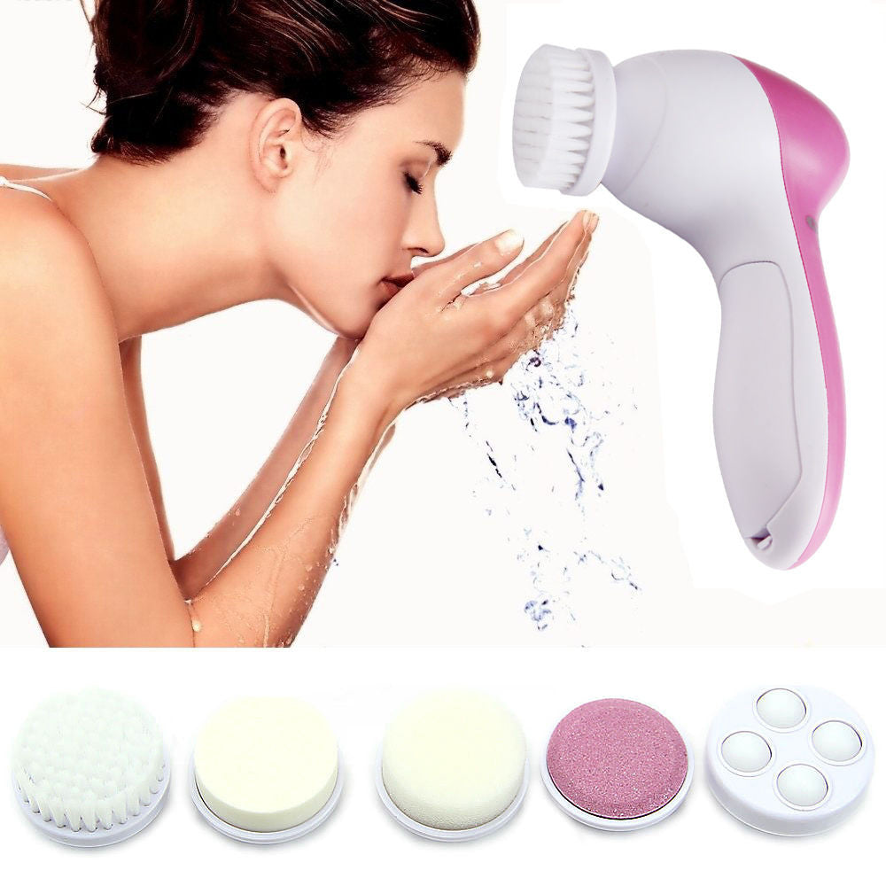 5 in 1 Electric Facial Cleanser Face Skin Care Set Cleansing Brush Massager Pore Cleaner Deep Clean Remove black spots