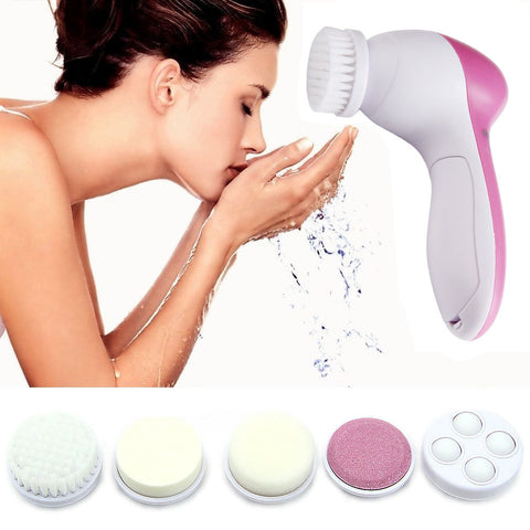 5 in 1 Electric Facial Cleanser Face Skin Care Set Cleansing Brush Massager Pore Cleaner Deep Clean Remove black spots
