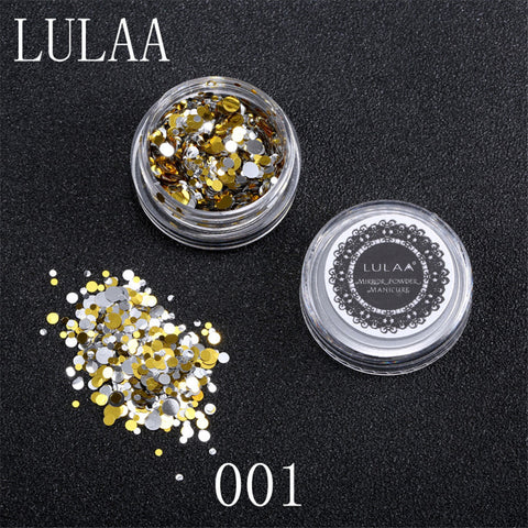 2017 Shiny Round Sequins Colorful Nail Art Glitter Tips UV Gel 3D Nail Decoration nail polish