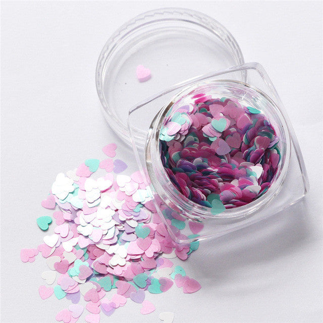 Lop Top  1pc  7g Mixed Heart Thin Nail Art Glitter Paillette Nail TipGel Polish Decoration 2017 top sell